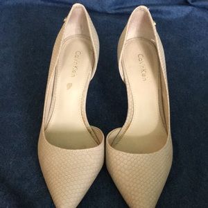Calvin Klein cream textured heels